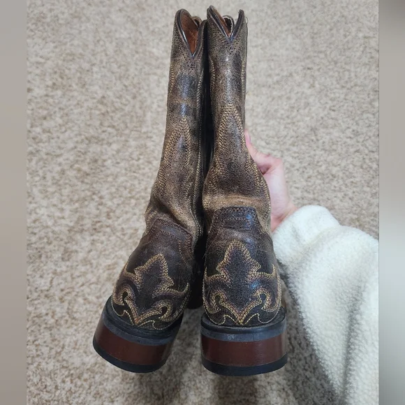 Dan Post brown leather square toe cowboy boots size 7